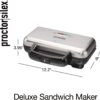 Proctor Silex Deluxe Hot Sandwich Maker, Nonstick Plates, Stainless Steel (25415)