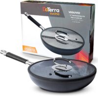 Professional 11 Inch Nonstick Frying Pan with Lid | Italian Made Ceramic Nonstick Pan by DaTerra Cucina | Sauté Pan, Chefs Pan, Non Stick Skillet Pan for Cooking, Sizzling, Searing, Baking and More