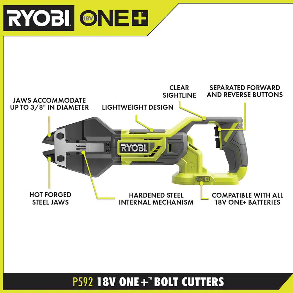 Ryobi P592 18v ONE+ Cordless Bolt Cutters - Tool W Battery And Charger