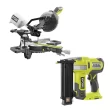 RYOBI PBT01B-P321 ONE+ 18V Cordless 2-Tool Combo Kit with 7-1/4 in. Sliding Compound Miter Saw and AirStrike Brad Nailer (Tools Only)