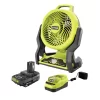 RYOBI PCL811KN ONE+ 18V Cordless Hybrid WHISPER SERIES 7-1/2 in. Fan Kit with 2.0 Ah Battery and Charger