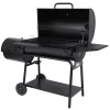Royal Gourmet CC2036F Charcoal Barrel Grill with Offset Smoker in Black