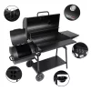 Royal Gourmet CC2036F Charcoal Barrel Grill with Offset Smoker in Black