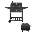 Royal Gourmet CD1824AC 24 in. BBQ Charcoal Grill in Black with 2-Side Table with Cover