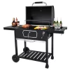Royal Gourmet CD2030AN Charcoal Grill with 2 Side Tables in Black Royal Gourmet CD2030AN Charcoal Grill with 2 Side Tables in Black