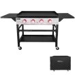 Royal Gourmet GB4000C 36-Inch Flat Top Gas Griddle with Protected Cover, 4-Burner Propane Grill, Black