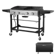 Royal Gourmet GD401C 4-Burners Portable Propane Gas Grill and Griddle Combo Grills in Black with Side Tables with Cover