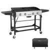 Royal Gourmet GD401C 4-Burners Portable Propane Gas Grill and Griddle Combo Grills in Black with Side Tables with Cover