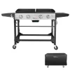 Royal Gourmet GD401C 4-Burners Portable Propane Gas Grill and Griddle Combo Grills in Black with Side Tables with Cover