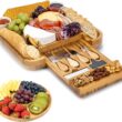 SMIRLY Bamboo Cheese Board and Knife Set: Large Charcuterie Boards Set & Cheese Platter - Unique House Warming Gifts, New Home, Anniversary & Wedding Gifts for Couple, Bridal Shower Gift for Women