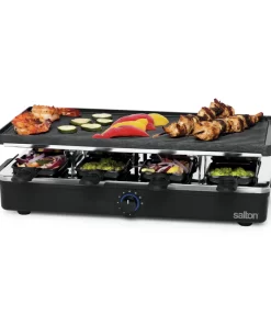 Salton PG1645 Raclette Indoor Electric Party Grill & Raclette, 8 Person, Black