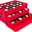 Santa's Bag Red 3-Drawer Ornament Storage Box