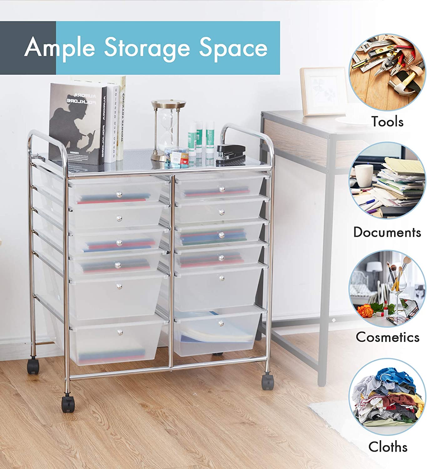 Simply Tidy Clear 12 Drawer Rolling Cart by Simply Tidy™ –