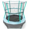 Skywalker Trampolines 55-Inch Bounce-N-Learn Trampoline, with Enclosure and Sound, Stomping Dinosaur Teal