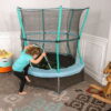 Skywalker Trampolines 55-Inch Bounce-N-Learn Trampoline, with Enclosure and Sound, Stomping Dinosaur Teal