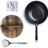 Souped Up Recipes Carbon Steel Wok For Electric, Induction and Gas Stoves (Lid, Spatula and User Guide Video Included)