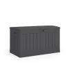 Suncast DB5025P 50-Gallon Outdoor Resin Patio Deck Storage Box with Seat, Peppercorn