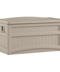 Suncast DB7500 73 Gallon Waterproof Outdoor Storage Container Deck Box, Light Taupe