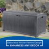 Suncast DBW7300C 73 Gallon Medium Resin Wicker Indoor Outdoor Storage Box