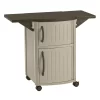 Suncast DCP2000 Outdoor Grilling Prep Station Table with Storage, Taupe/Brown