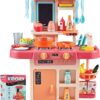 Surefect - Kitchen Play Set with Accessories- Mini Kitchen Set with Realistic Light Sound Steam Simulation- Indoor Games Kitchen Cooking Playset with Water Outlet- Toys for Toddlers Children & Girls
