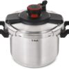 T-fal P45009 Clipso Stainless Steel Dishwasher Safe PTFE PFOA and Cadmium Free 12-PSI Pressure Cooker Cookware, 8-Quart, Silver