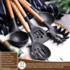 Umite Chef Kitchen Cooking Utensils Set, 33 pcs Non-Stick Silicone Cooking Kitchen Utensils Spatula Set with Holder, Black Wooden Handle Silicone Kitchen Gadgets Utensil Set