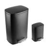 happimess HPM1006B Connor 13 Gal. Black Rectangular Trash Can with Soft-Close Lid and Free Mini Trash Can