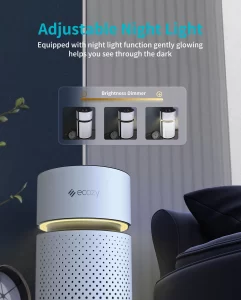 ecozy Air Purifiers for Home Large Room in Bedroom, H13 True HEPA, Portable 21dB Quiet Air Cleaner, White