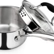 AVACRAFT Tri-Ply Stainless Steel Saucepan with Glass Strainer Lid, Two Side Spouts, Ergonomic Handle, Multipurpose Sauce Pan with Lid, Sauce Pot, Cooking Pot (Tri-Ply Full Body, 1.5 Quart)