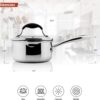 AVACRAFT Tri-Ply Stainless Steel Saucepan with Glass Strainer Lid, Two Side Spouts, Ergonomic Handle, Multipurpose Sauce Pan with Lid, Sauce Pot, Cooking Pot (Tri-Ply Full Body, 1.5 Quart)