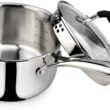 AVACRAFT Tri-Ply Stainless Steel Saucepan with Glass Strainer Lid, Two Side Spouts, Ergonomic Handle, Multipurpose Sauce Pan with Lid, Sauce Pot, Cooking Pot (Tri-Ply Full Body, 2.5 Quart)