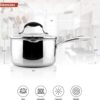 AVACRAFT Tri-Ply Stainless Steel Saucepan with Glass Strainer Lid, Two Side Spouts, Multipurpose Sauce Pan with Lid, Sauce Pot, Cooking Pot (Tri-Ply Full Body, 3.5 Quart)