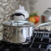 AVACRAFT Tri-Ply Stainless Steel Saucepan with Glass Strainer Lid, Two Side Spouts, Multipurpose Sauce Pan with Lid, Sauce Pot, Cooking Pot (Tri-Ply Full Body, 3.5 Quart)