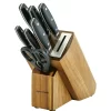 Anolon 47995 AlwaysSharp Japanese Steel Knife Block Set with Built-In Sharpener, 8 Piece