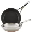 Anolon 77702 Nouvelle Copper Frying / Fry Pan / Skillet Set, 9.5 Inch Stainless Steel and 10.25 Inch Hard Anodized Nonstick