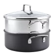 Anolon 81059 Authority Hard-Anodized Nonstick Covered Dutch Oven with Steamer Insert, 5-Quarts, Gray