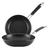Anolon 87540 Smart Stack Hard Anodized Nonstick Frying Pan Set / Fry Pan Set / Hard Anodized Skillet Set - 8.5 Inch and 10 Inch, Black