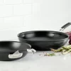 Anolon 87540 Smart Stack Hard Anodized Nonstick Frying Pan Set / Fry Pan Set / Hard Anodized Skillet Set - 8.5 Inch and 10 Inch, Black