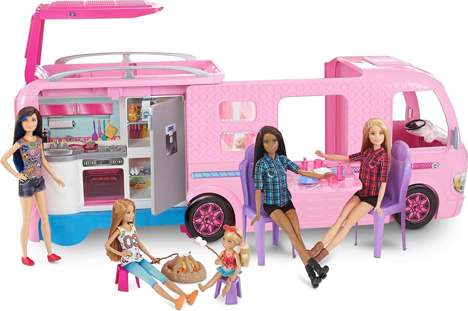 Barbie Camper Playset With Barbie Accessories, Pool And Furniture, Rolling  Vehicle With Campsite Transformation​​​ –