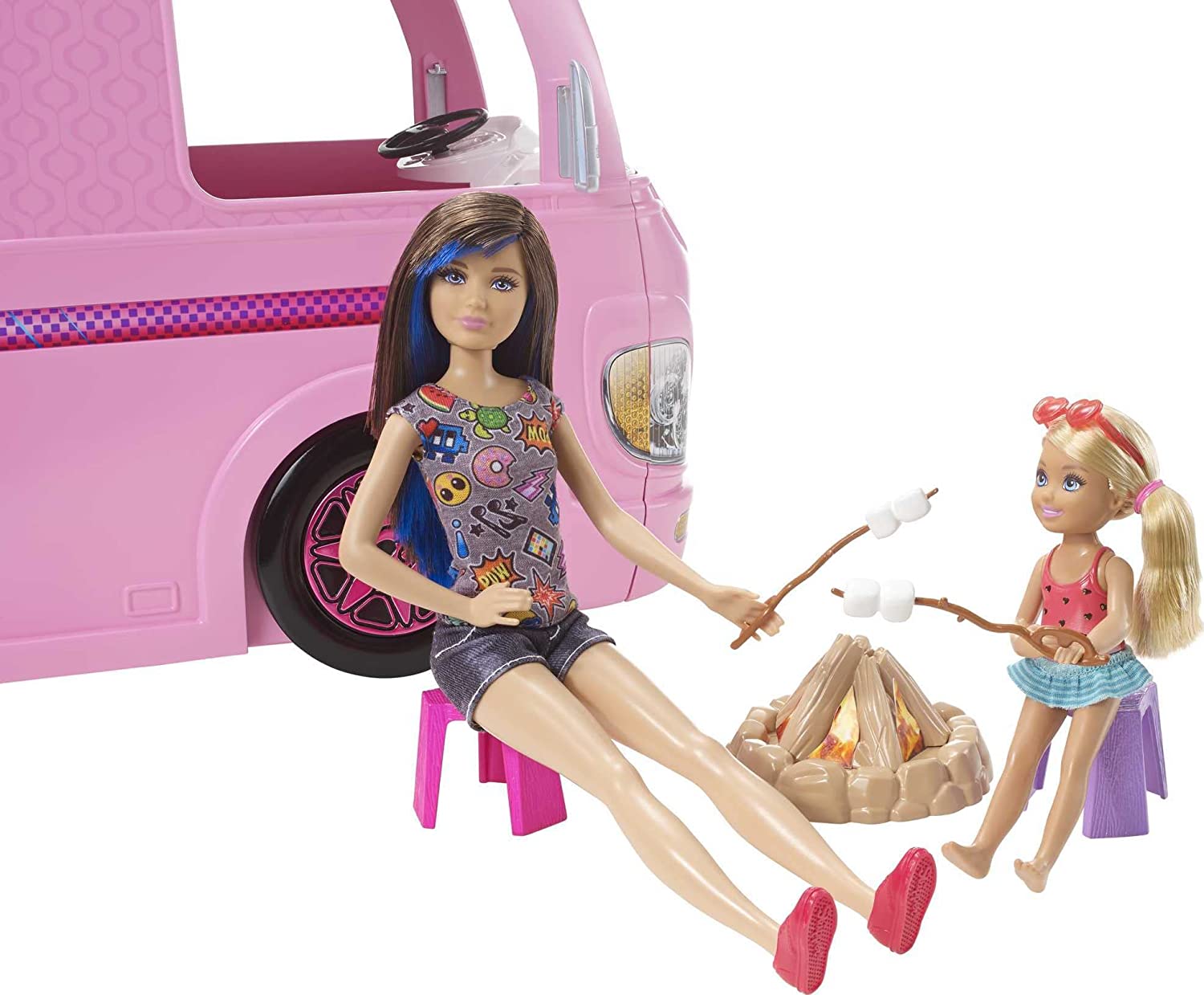 Barbie Camper Playset With Barbie Accessories, Pool And Furniture