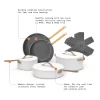 Beautiful 12pc Ceramic Non-Stick Cookware Set, White Icing, by Drew Barrymore