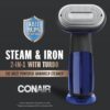 Conair 2-in-1 Steamer and Iron for Clothes, Turbo ExtremeSteam Handheld Fabric Steamer, Black/Blue