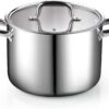 Cook N Home 02681 Tri-Ply Clad Stainless Steel Stockpot with Lid, 8 Quart, silver