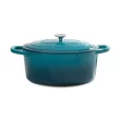 Crock-Pot 109475.02 Artisan Oval Enameled Cast Iron Dutch Oven, 7-Quart, Teal Ombre