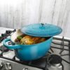 Crock-Pot 109475.02 Artisan Oval Enameled Cast Iron Dutch Oven, 7-Quart, Teal Ombre