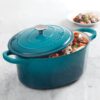 Crock-Pot 109475.02 Artisan Oval Enameled Cast Iron Dutch Oven, 7-Quart, Teal Ombre