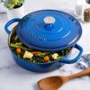 Crock Pot 111999.02 Artisan Enameled Cast Iron Braiser W Lid, 5 Quart, Sapphire Blue