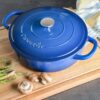 Crock Pot 111999.02 Artisan Enameled Cast Iron Braiser W Lid, 5 Quart, Sapphire Blue