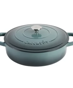 Crock Pot 112001.02 Artisan Enameled Cast Iron Braiser W Lid, 5 Quart, Slate Gray